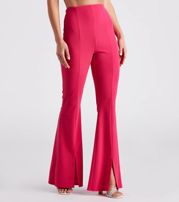 Split Decision Crepe Flare Pants - Image 5