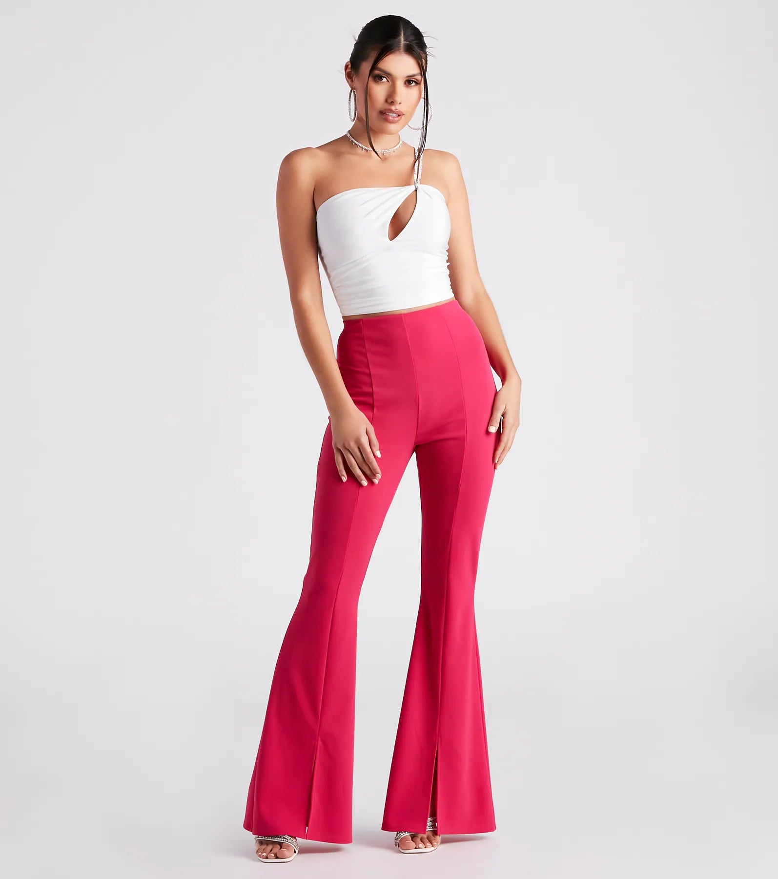 Split Decision Crepe Flare Pants - Image 6