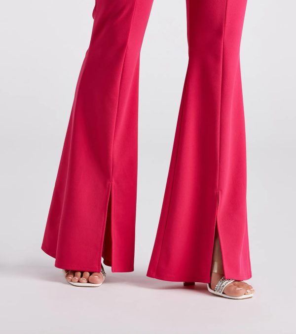 Split Decision Crepe Flare Pants - Image 8
