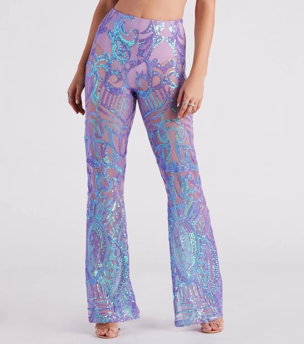 Glitzy Night Out Sequin Flare Pants - Image 5