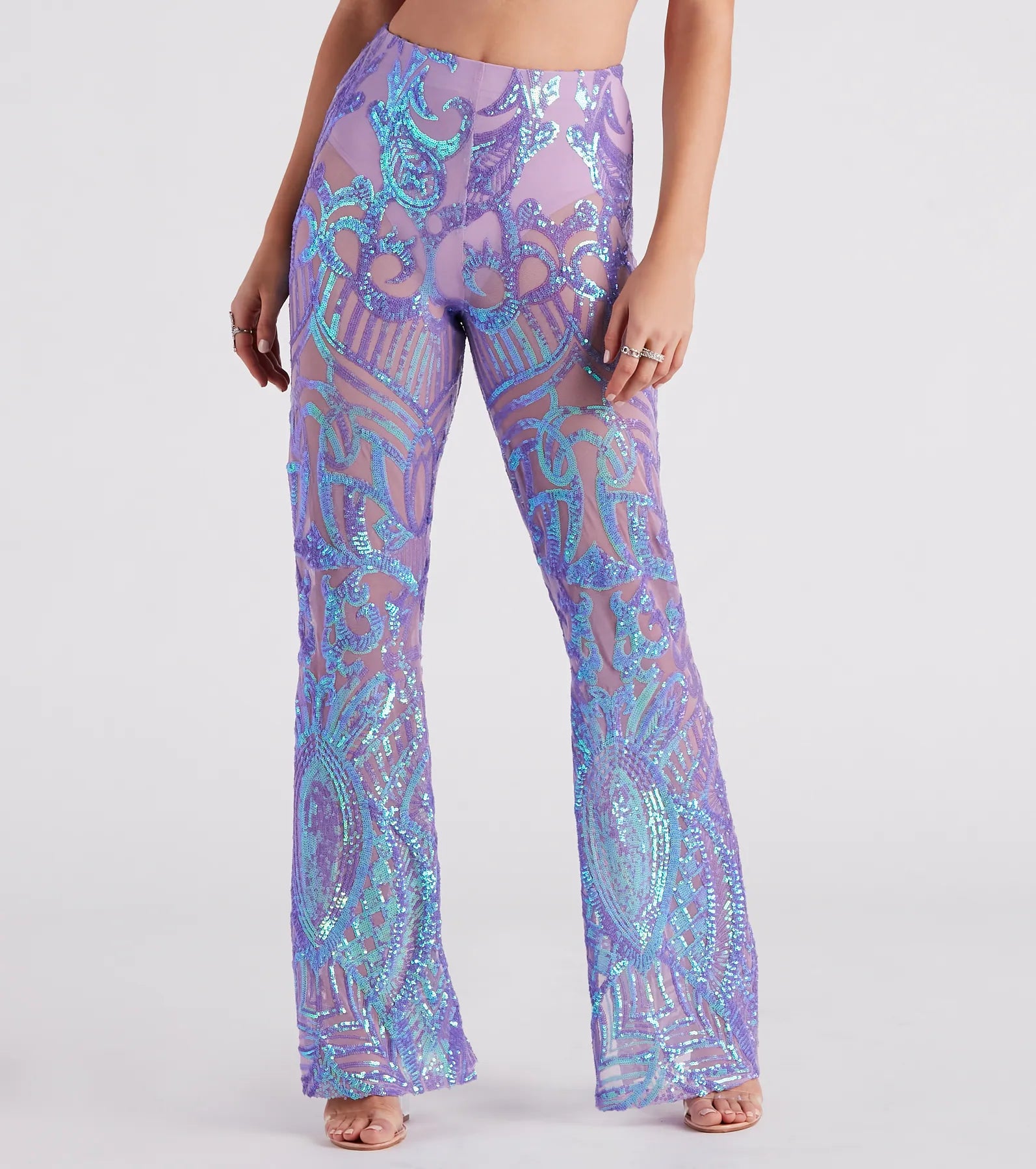 Glitzy Night Out Sequin Flare Pants - Image 5