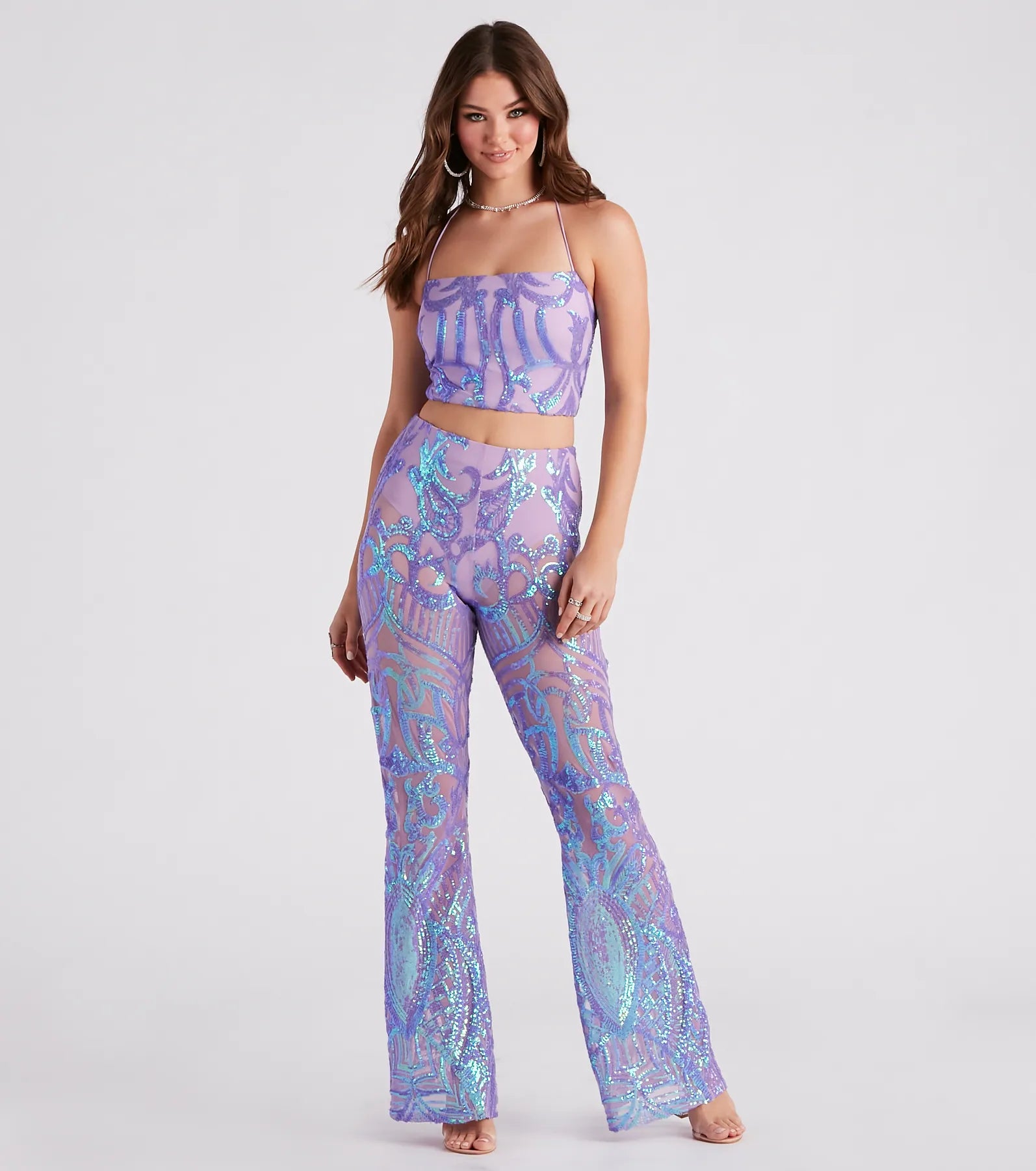 Glitzy Night Out Sequin Flare Pants - Image 6