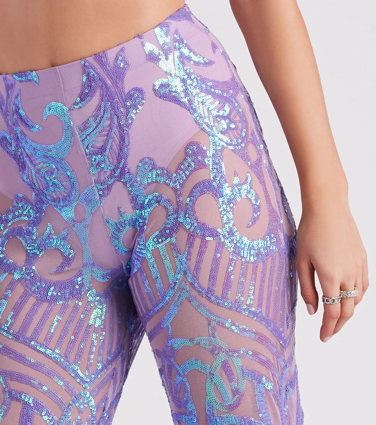 Glitzy Night Out Sequin Flare Pants - Image 8