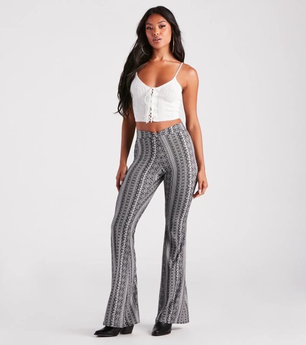 Boho Dreams Printed Cross Waist Flare Pants - Image 2