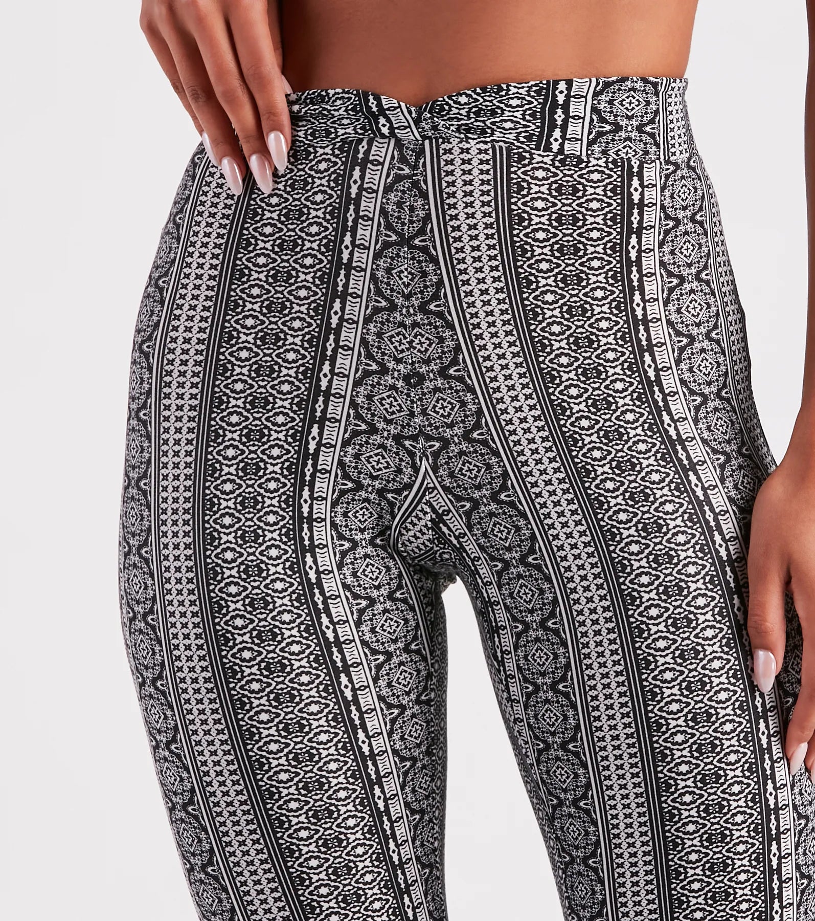 Boho Dreams Printed Cross Waist Flare Pants - Image 4