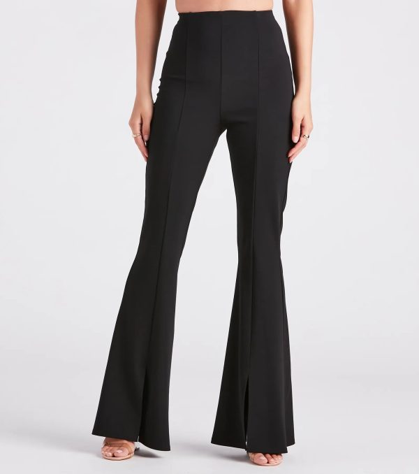 Split Decision Crepe Flare Pants - Image 9