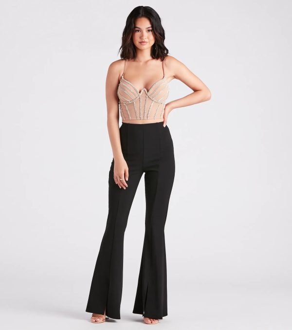 Split Decision Crepe Flare Pants - Image 10