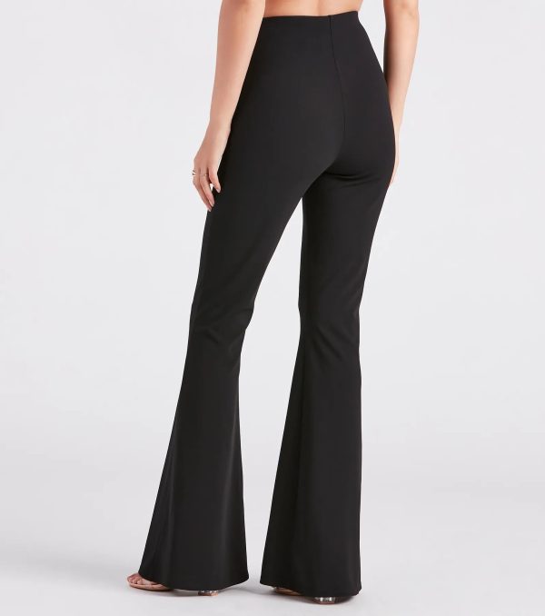 Split Decision Crepe Flare Pants - Image 11