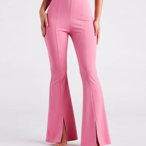 Split Decision Crepe Flare Pants