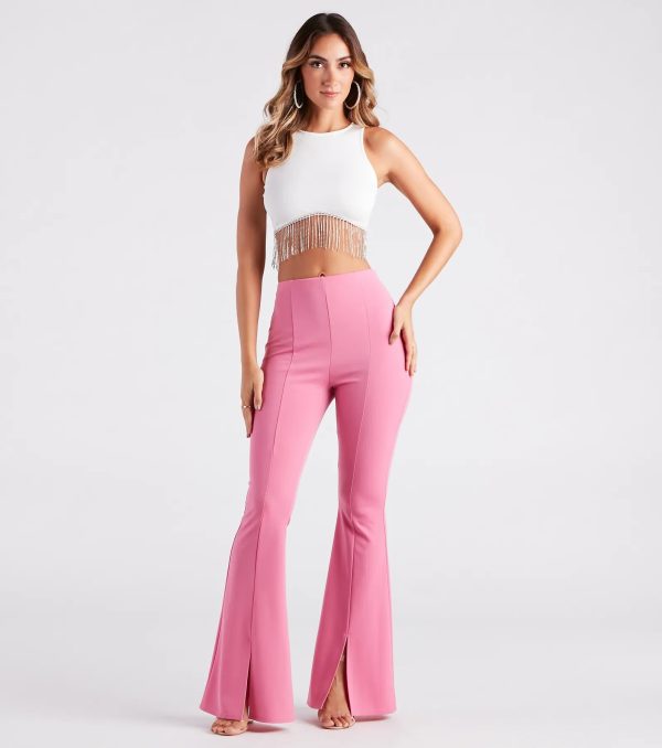 Split Decision Crepe Flare Pants - Image 2