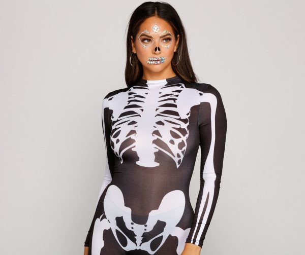 Spooky And Sultry Skeleton Print Catsuit - Image 4