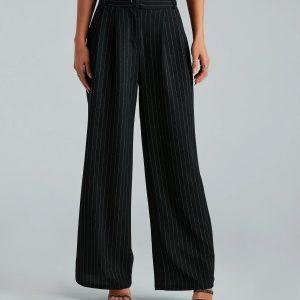 Work It High Rise Pinestripe Trouser Pants