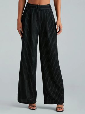 Work It High Rise Pinestripe Trouser Pants