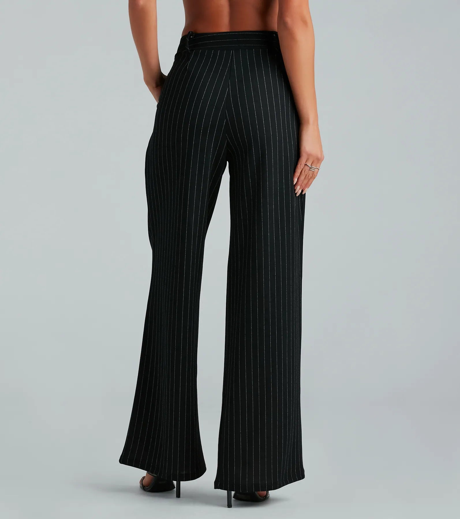 Work It High Rise Pinestripe Trouser Pants - Image 3