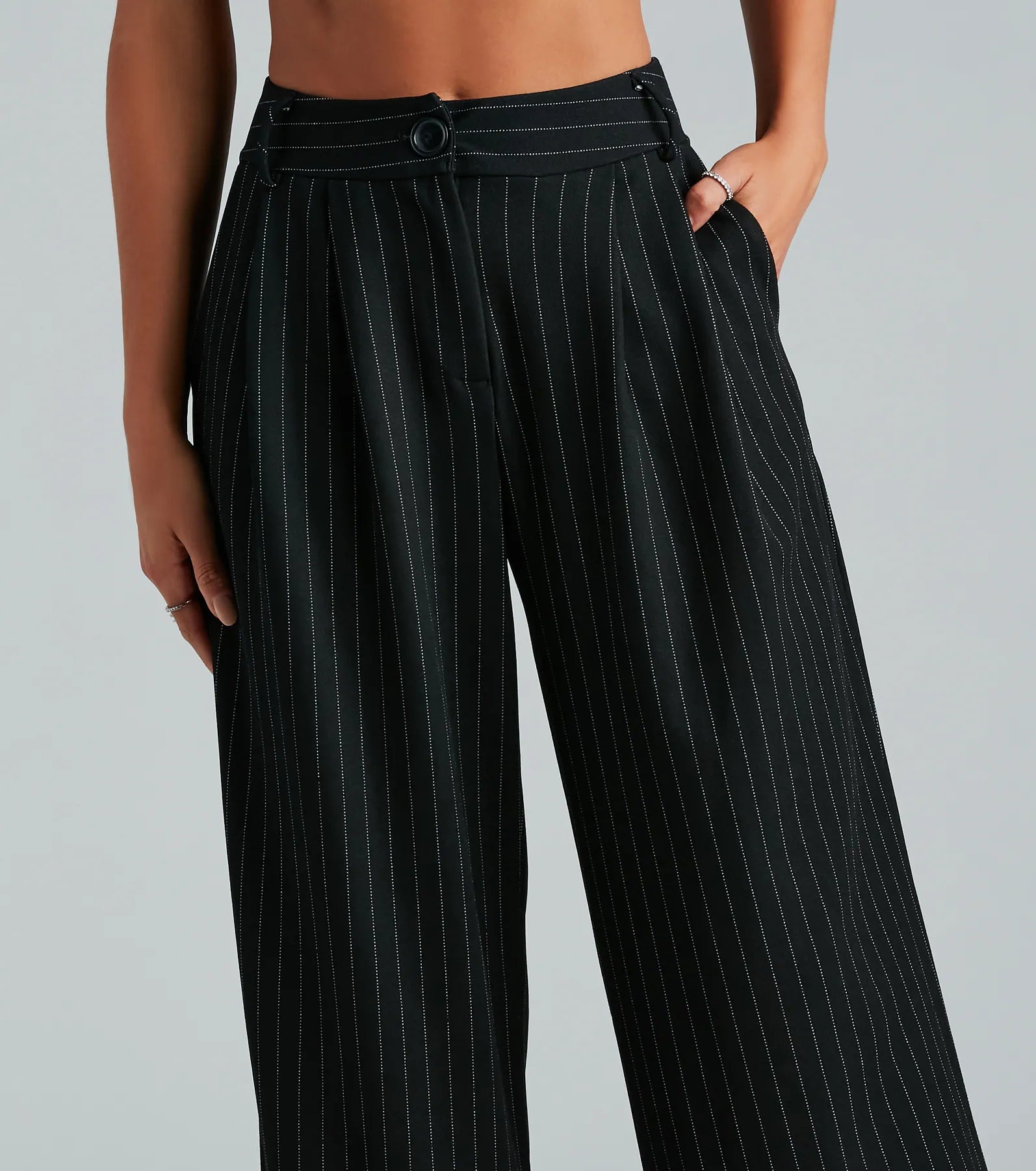 Work It High Rise Pinestripe Trouser Pants - Image 4