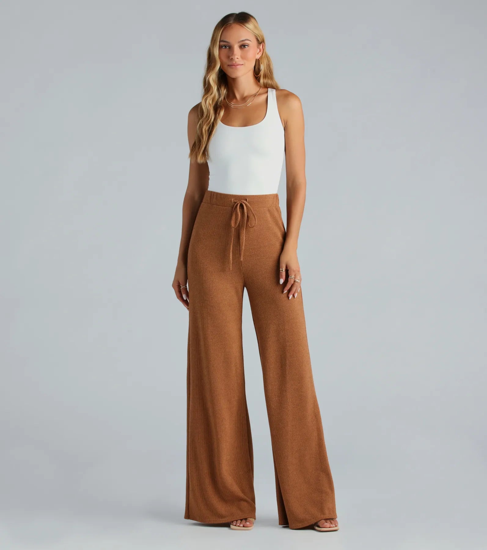 Weekend Mood Hacci Knit Wide-leg Pants - Image 2