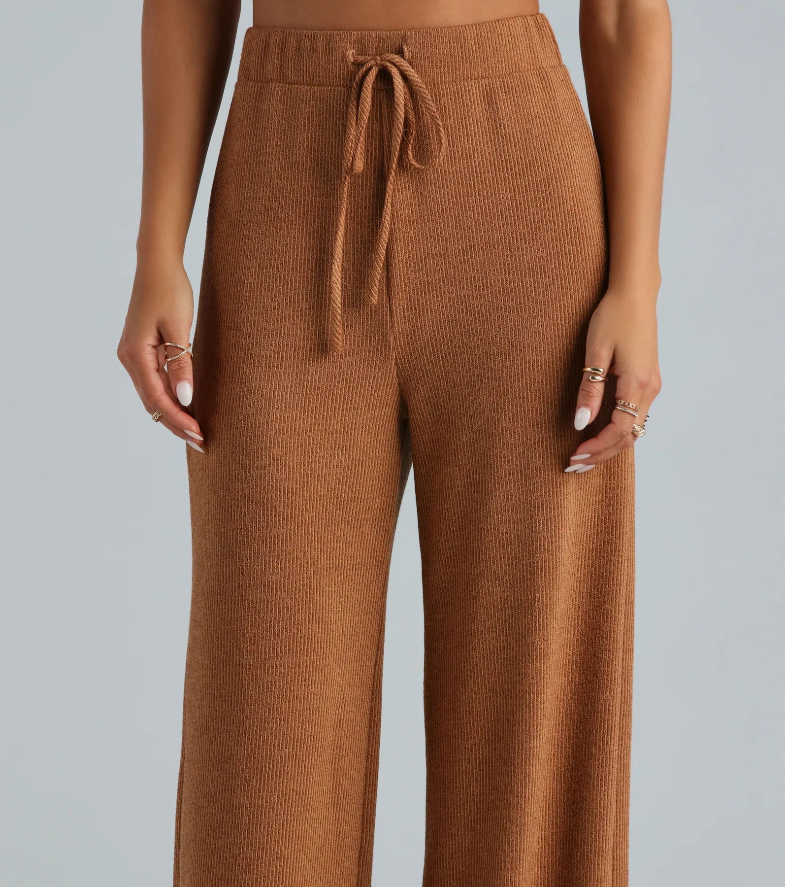 Weekend Mood Hacci Knit Wide-leg Pants - Image 4