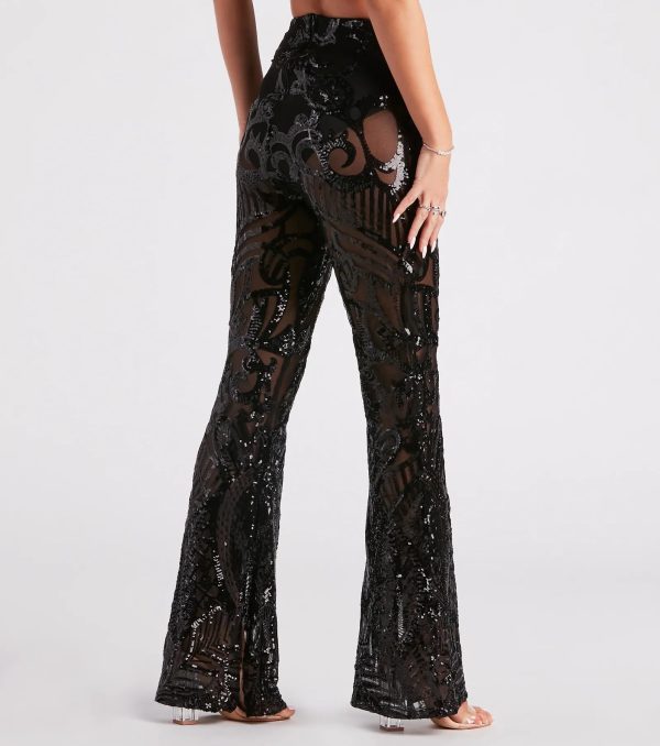 Glitzy Night Out Sequin Flare Pants - Image 3