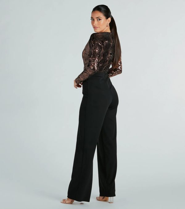 Gleam With Glamour Sequin Long Sleeve Jumpsuit - Image 2
