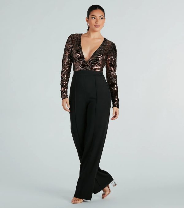 Gleam With Glamour Sequin Long Sleeve Jumpsuit - Image 3