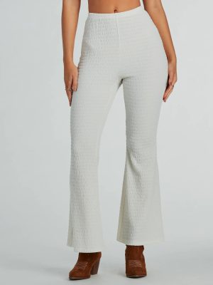So Boho High Waist Crinkle Knit Flare Pants