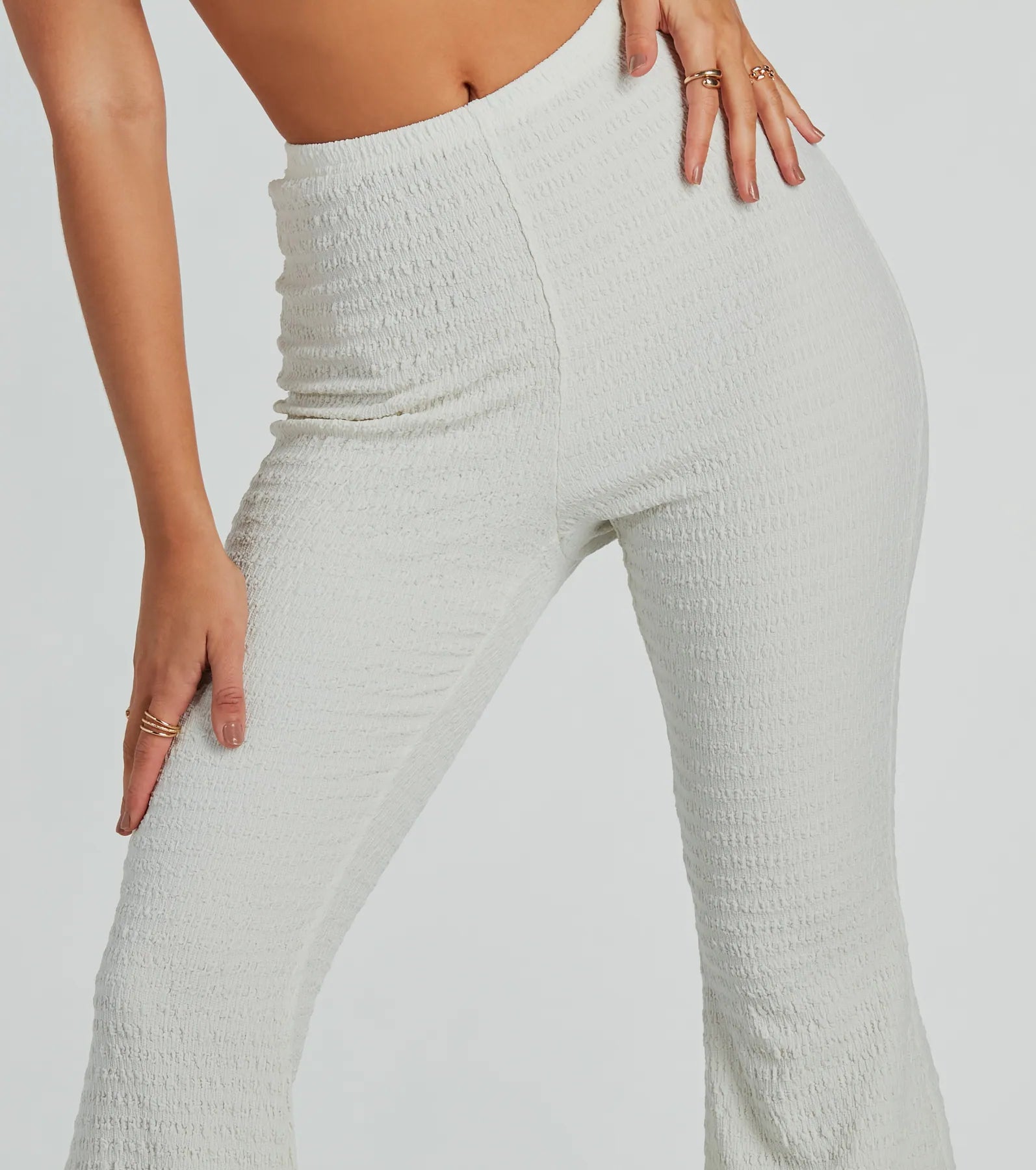 So Boho High Waist Crinkle Knit Flare Pants - Image 4