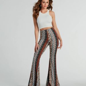 Wanderlust Paisley Print Knit Flare Pants