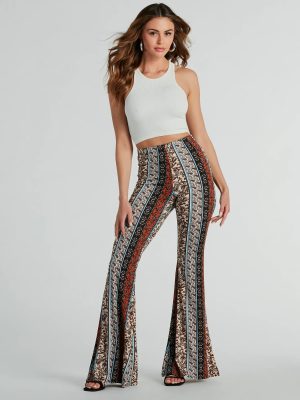 Wanderlust Paisley Print Knit Flare Pants