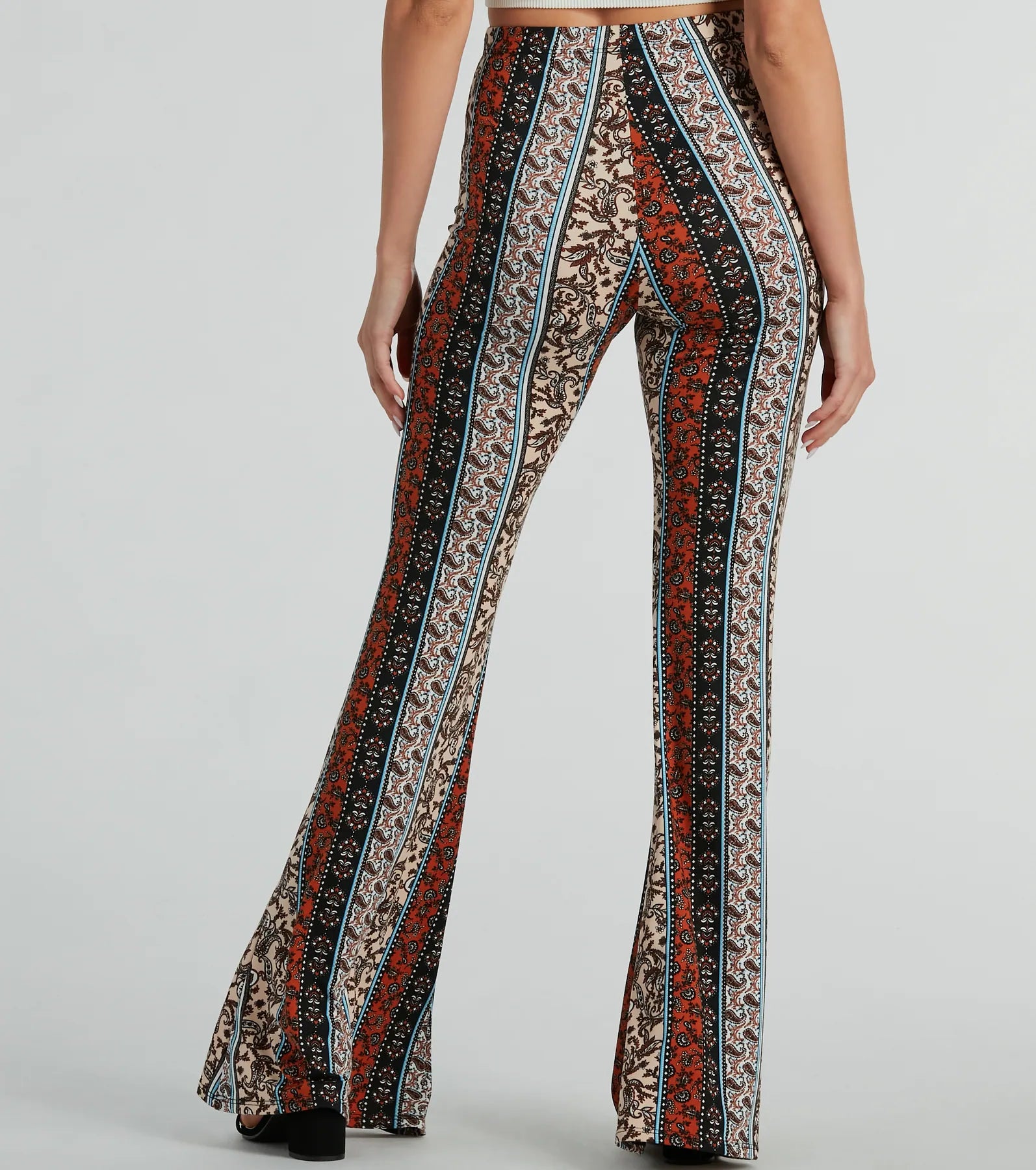 Wanderlust Paisley Print Knit Flare Pants - Image 2