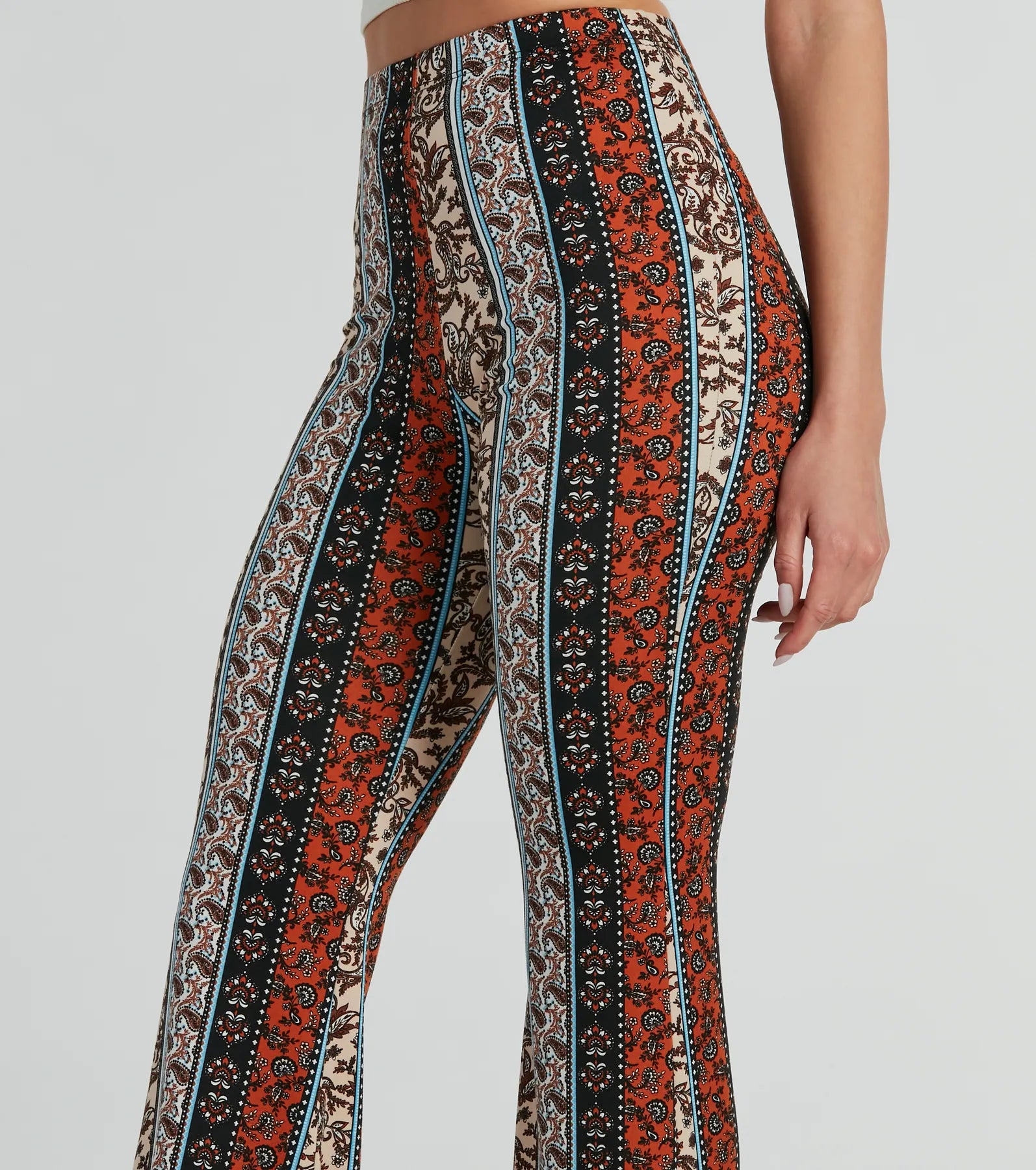 Wanderlust Paisley Print Knit Flare Pants - Image 3