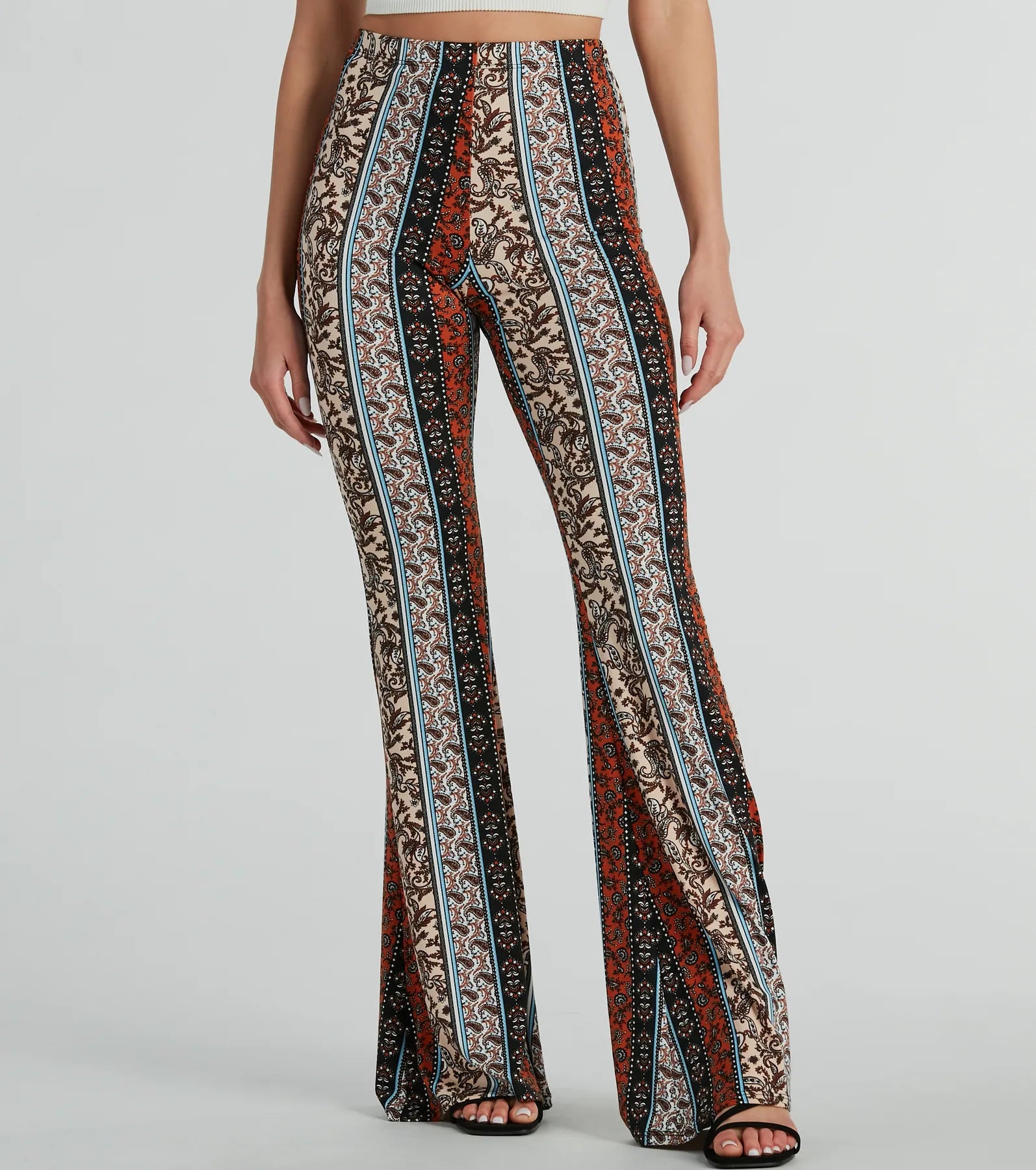 Wanderlust Paisley Print Knit Flare Pants - Image 4