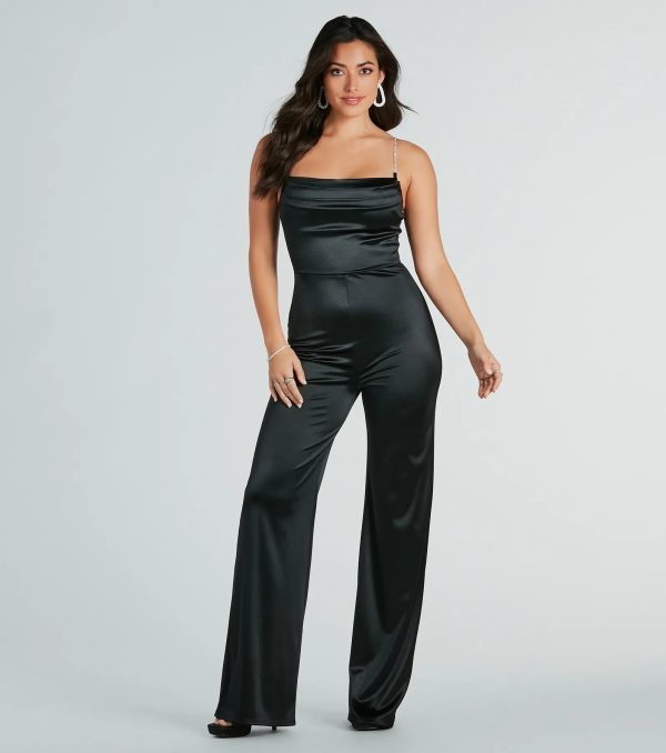Make It Count Satin Rhinestone Strap Jumpsuit - Image 5