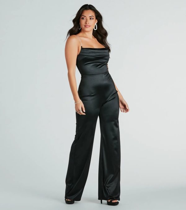 Make It Count Satin Rhinestone Strap Jumpsuit - Image 7