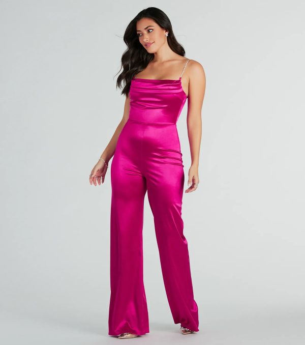 Make It Count Satin Rhinestone Strap Jumpsuit - Image 3