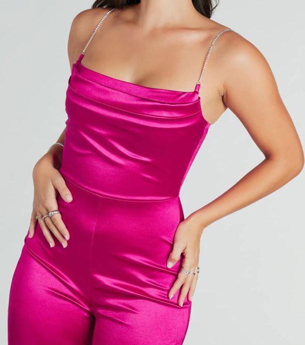 Make It Count Satin Rhinestone Strap Jumpsuit - Image 4