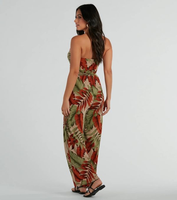 Vacay Mood Strapless Tropical Knit Jumpsuit - Image 2