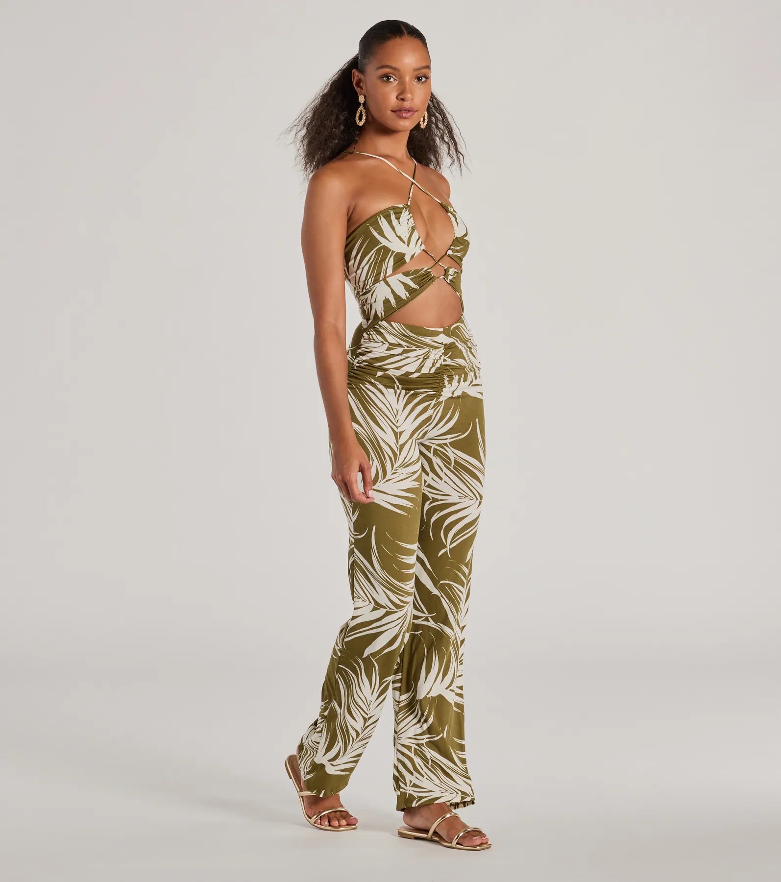 Jet-Set to Paradise Strappy Cutout Tropical Knit Jumpsuit - Image 4