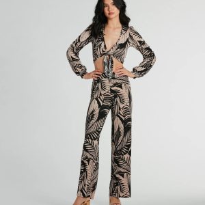 Tropical Day Dream High-Rise Wide Leg Pants