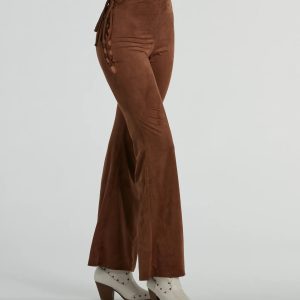 All Laced-Up Flare Faux Suede Pants