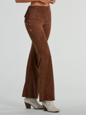 All Laced-Up Flare Faux Suede Pants