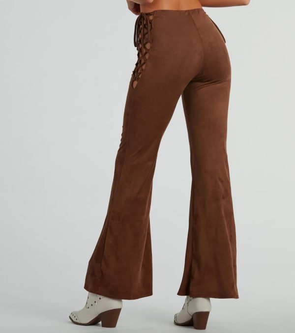 All Laced-Up Flare Faux Suede Pants - Image 3