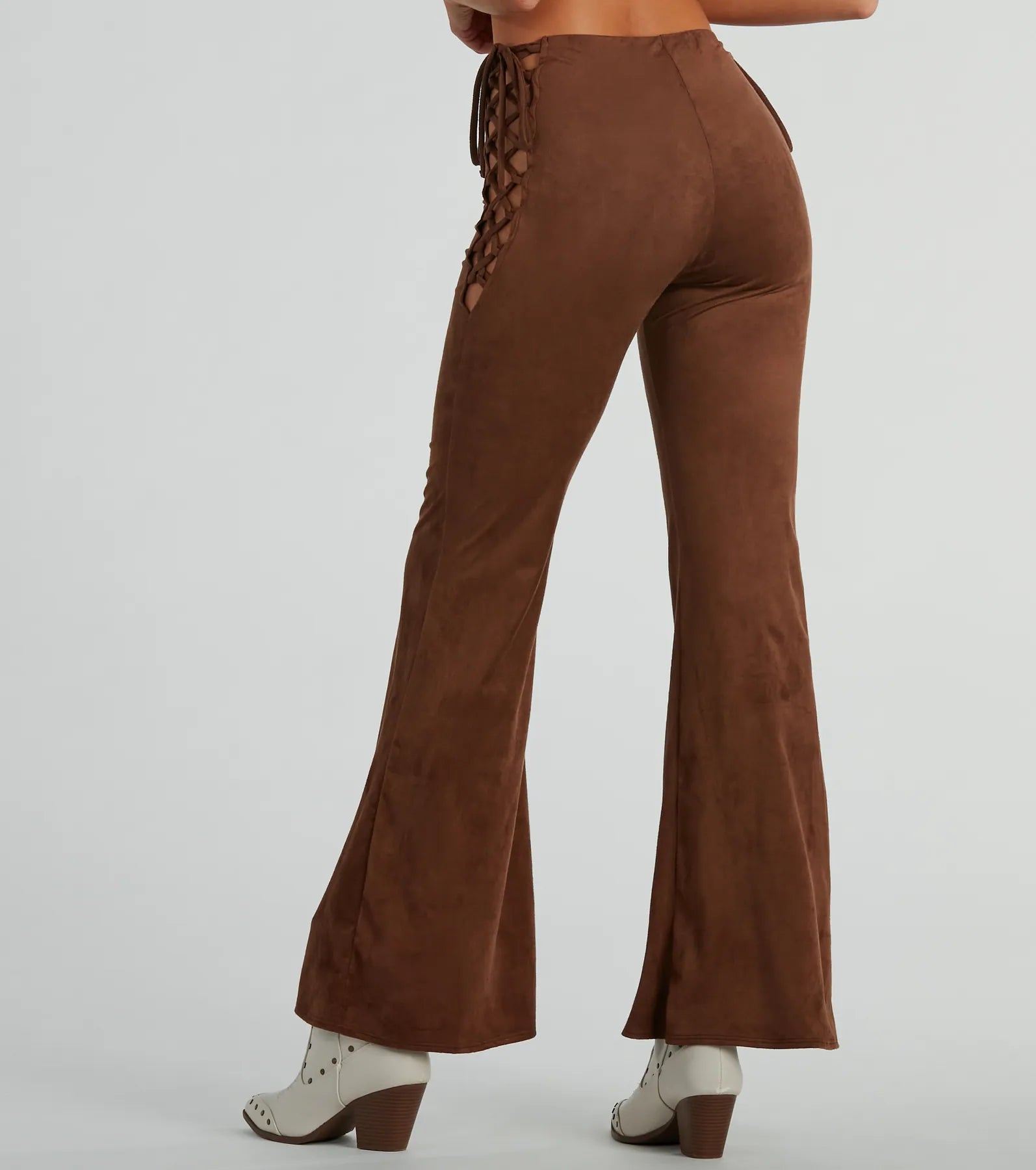 All Laced-Up Flare Faux Suede Pants - Image 3
