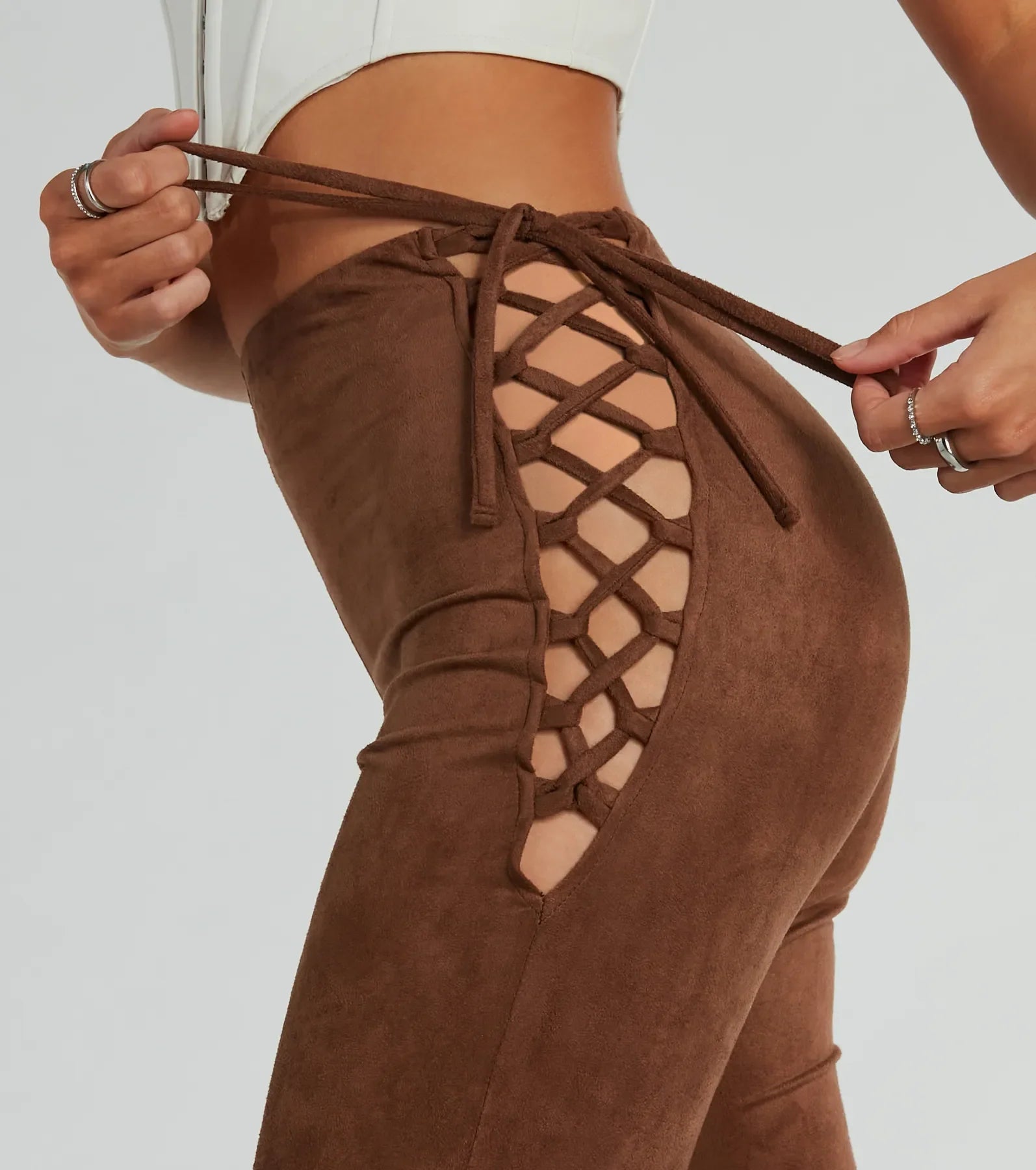 All Laced-Up Flare Faux Suede Pants - Image 4