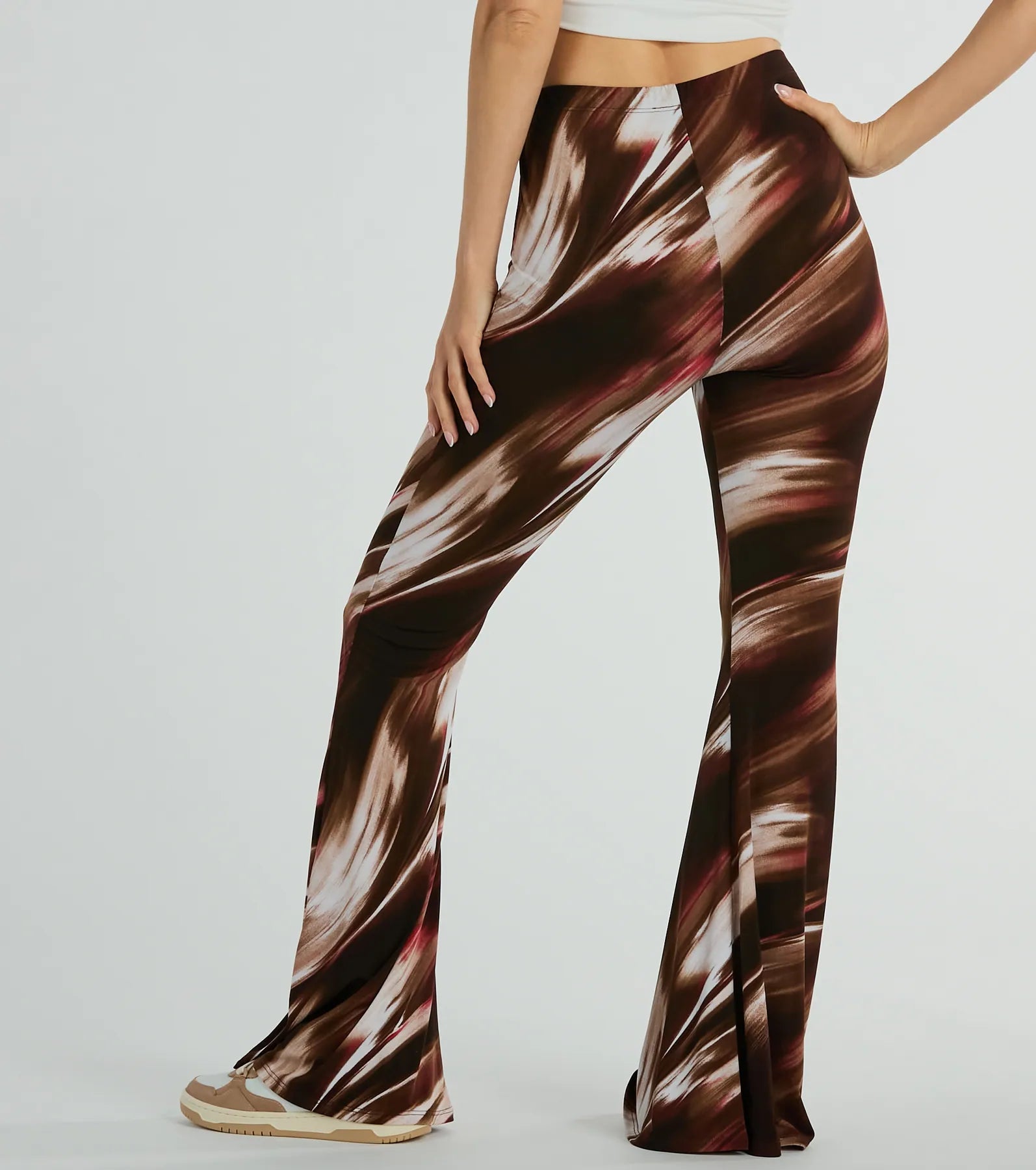 Brush Stroke High-Rise Flare Pants - Image 4