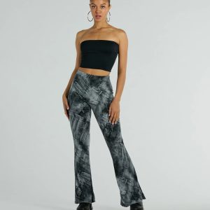 Got The Blues High Rise Denim Print Flare Pants