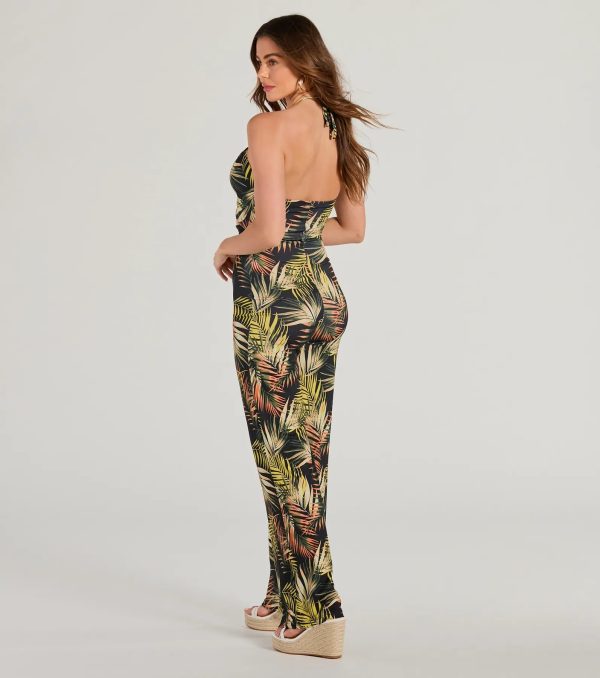 Tropical Cutie Halter Cutout Wide-Leg Jumpsuit - Image 2