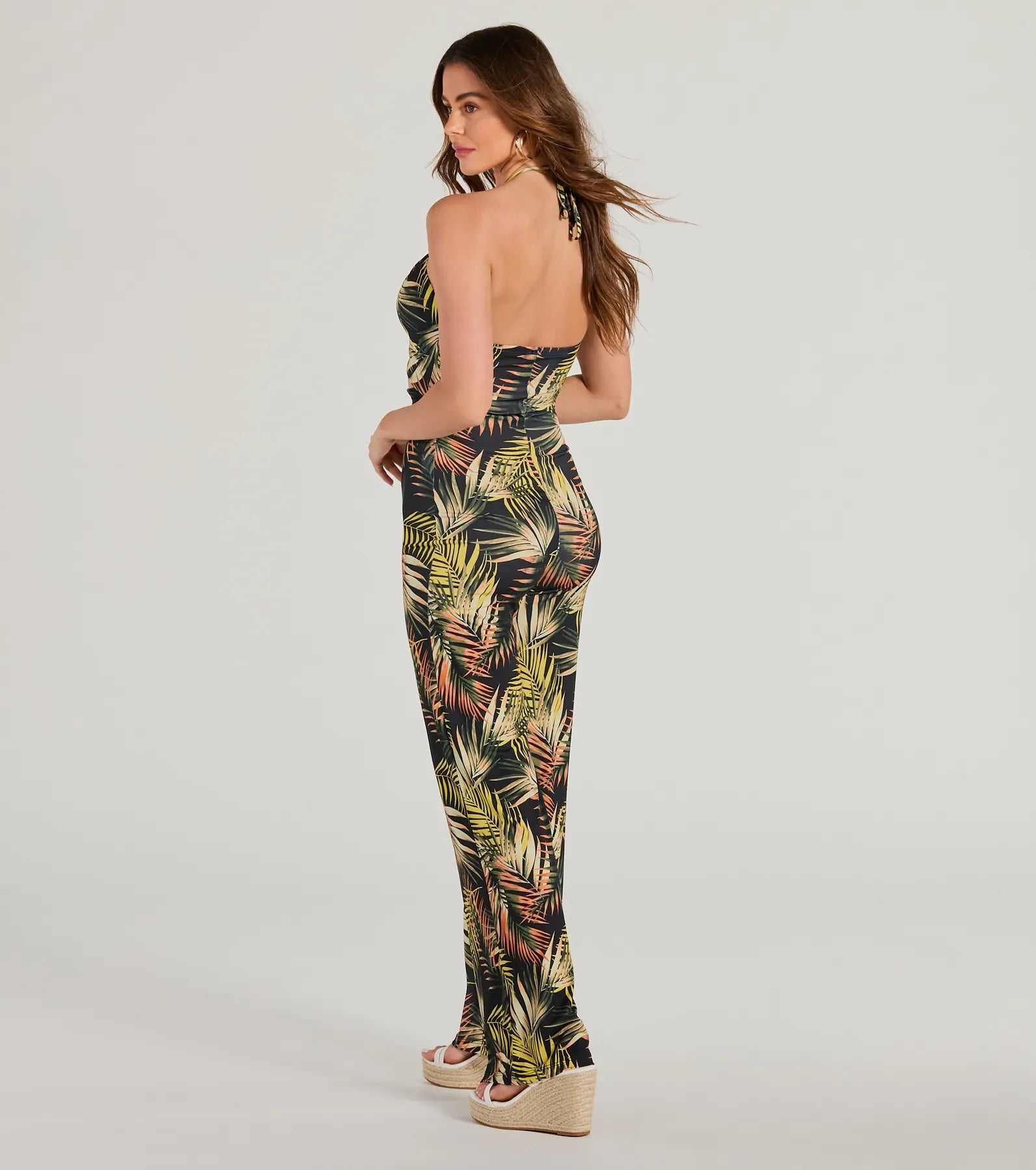 Tropical Cutie Halter Cutout Wide-Leg Jumpsuit - Image 2
