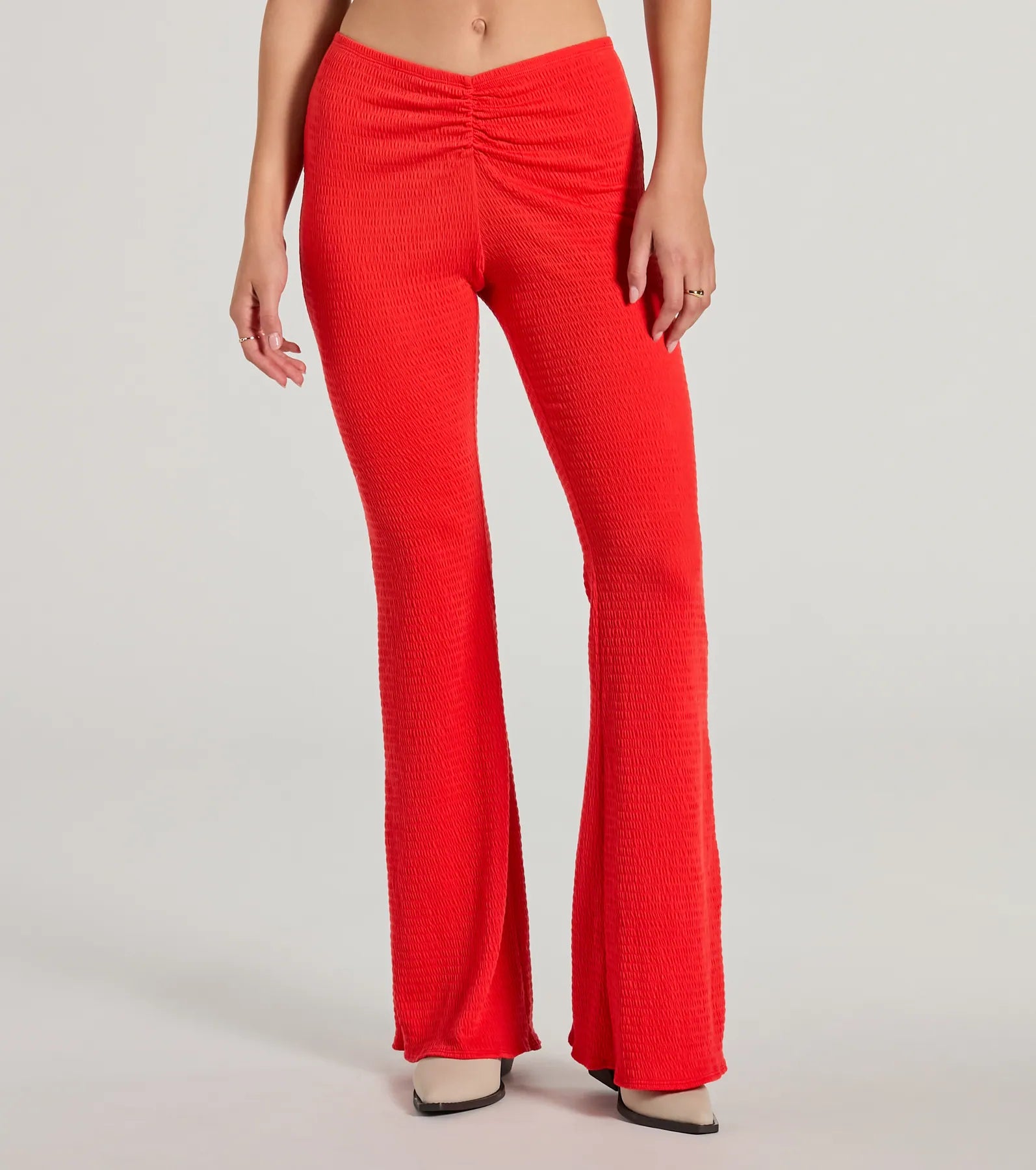 Looking Good V-Waist Smocked Flare Pants - Image 4