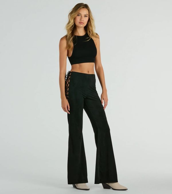 All Laced-Up Flare Faux Suede Pants - Image 5