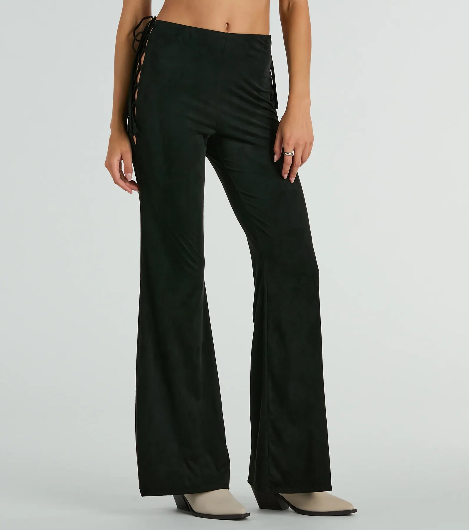 All Laced-Up Flare Faux Suede Pants - Image 6